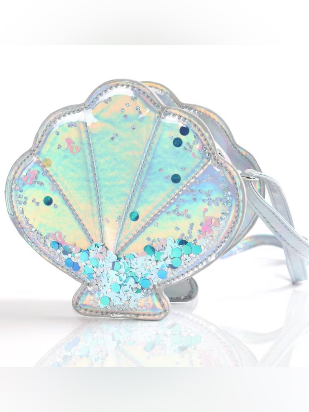 Iridescent Mermaid Shell Crossbody Bag - Shimmer Blue